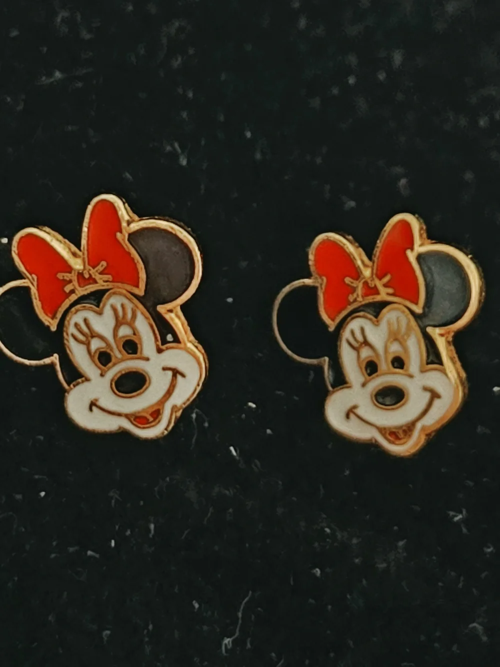 Vintage 80's Minnie Mouse Enamel Stud Earrings